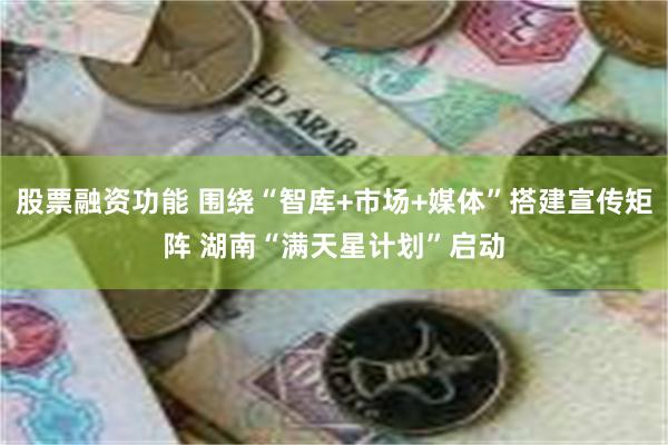 股票融资功能 围绕“智库+市场+媒体”搭建宣传矩阵 湖南“满天星计划”启动